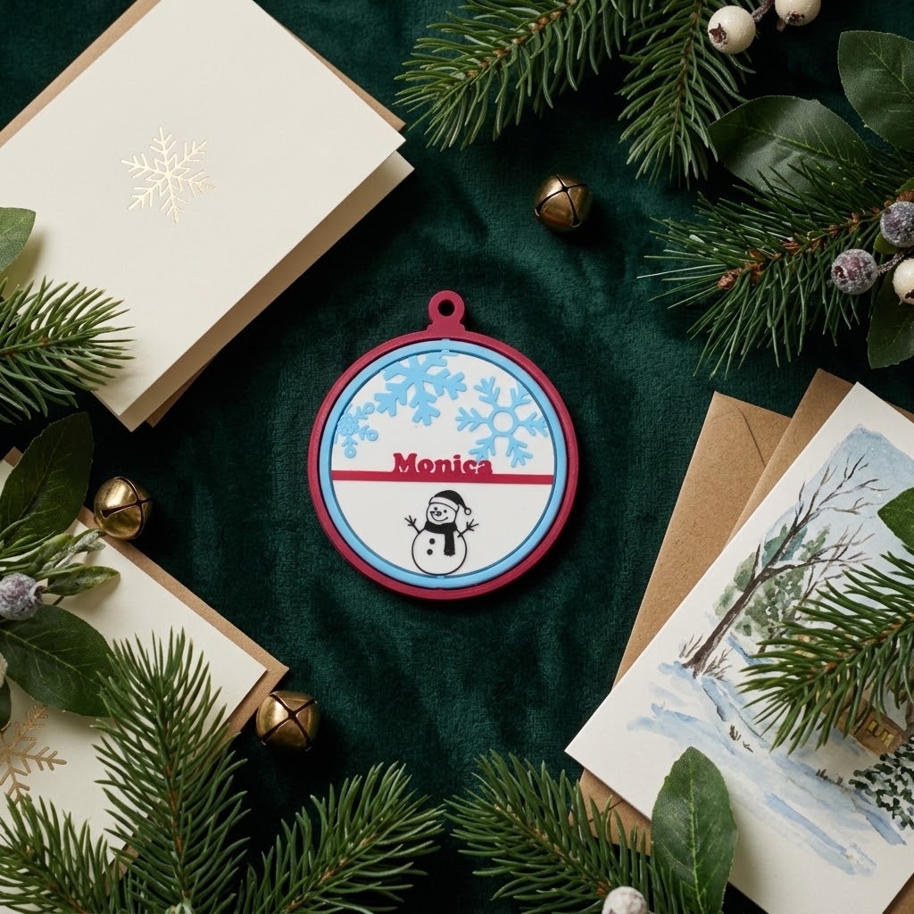 Personalized Snowflakes with snowman ornament