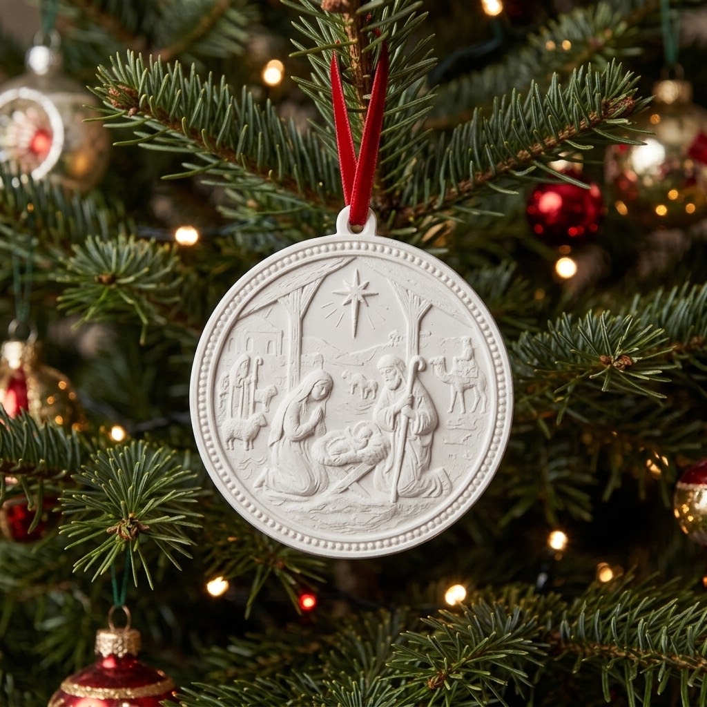 Flat nativity ornament