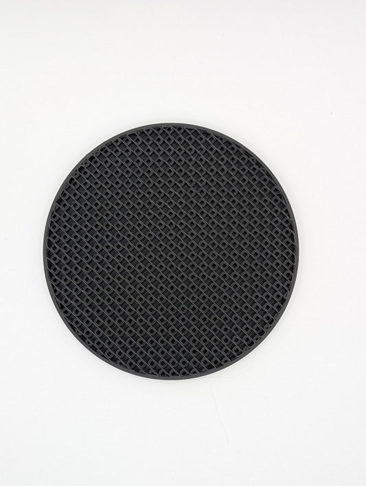 3d printed black crosshatch infill coaster