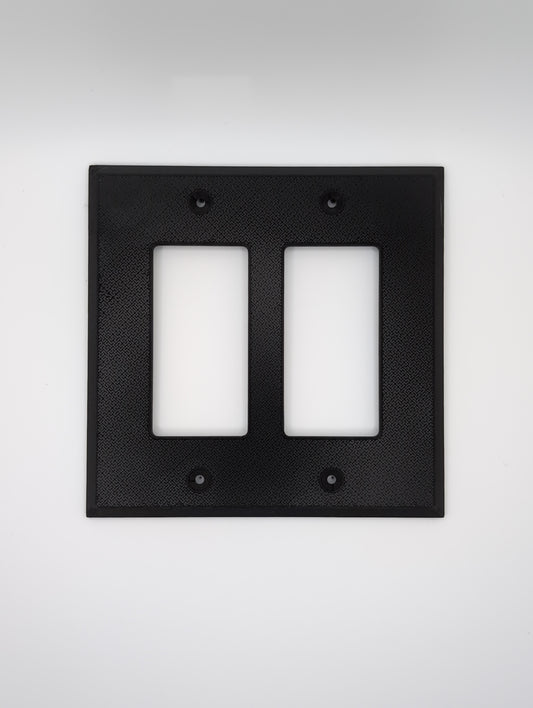 black double light switch cover with maze pattern