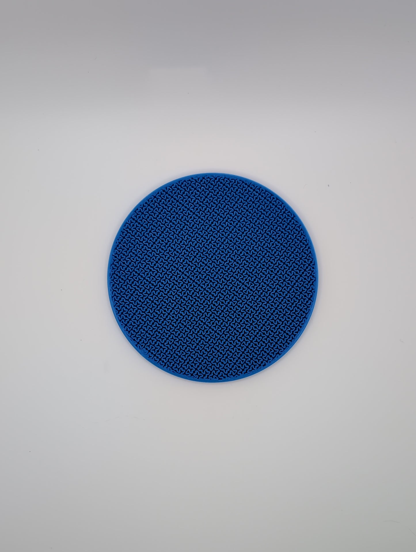 3d printed blue hilbert curve infill coaster