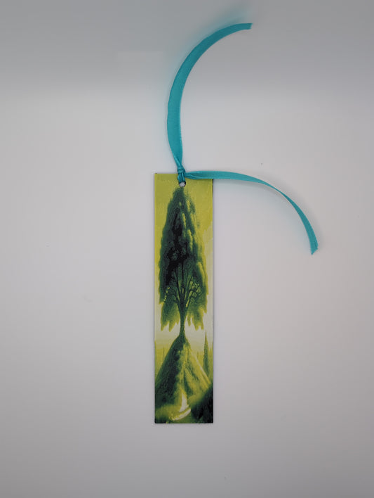 maple tree in spring bookmark with ribbon