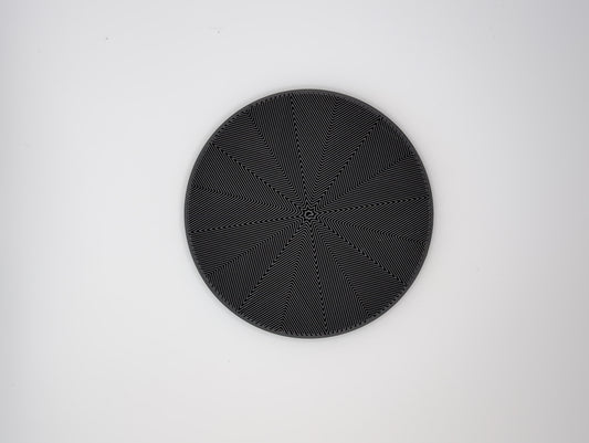 3d printed black star spiral infill coaster