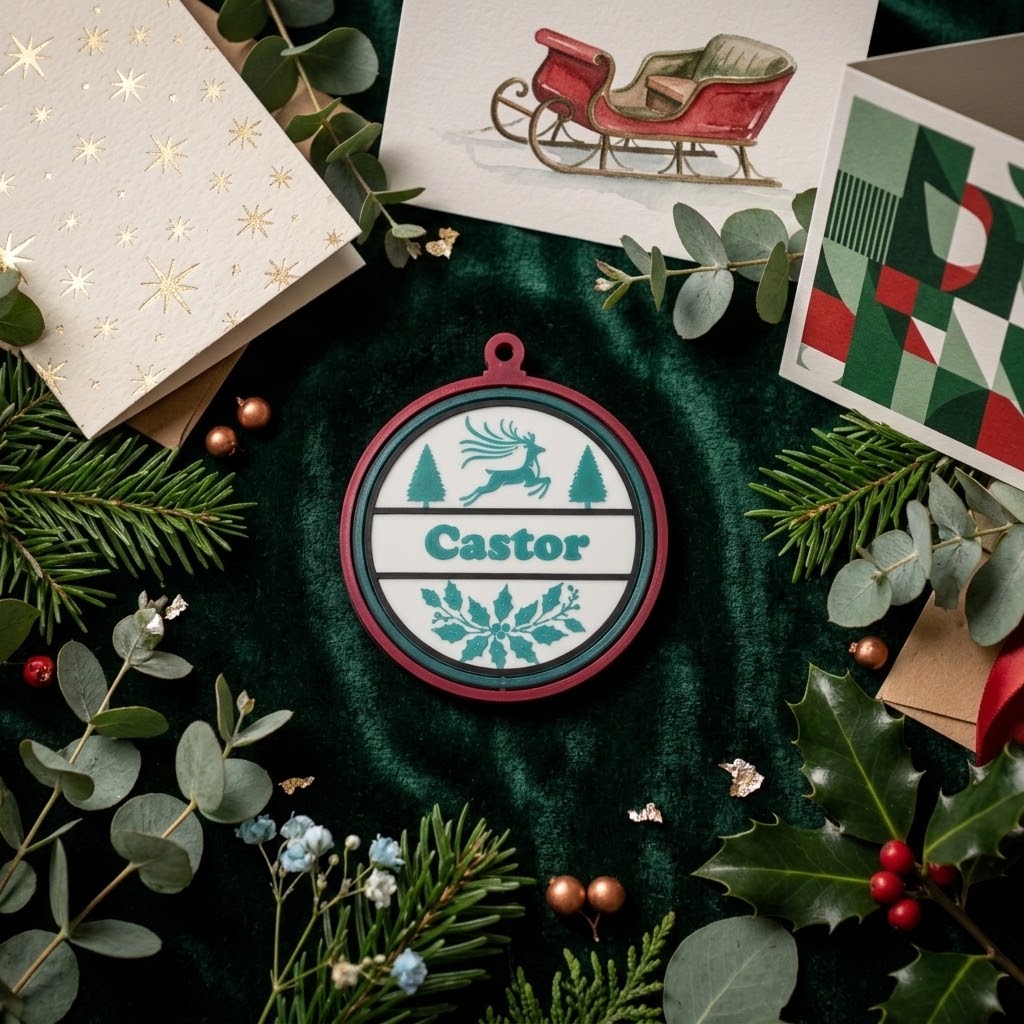 Personalized deer and trees ornament