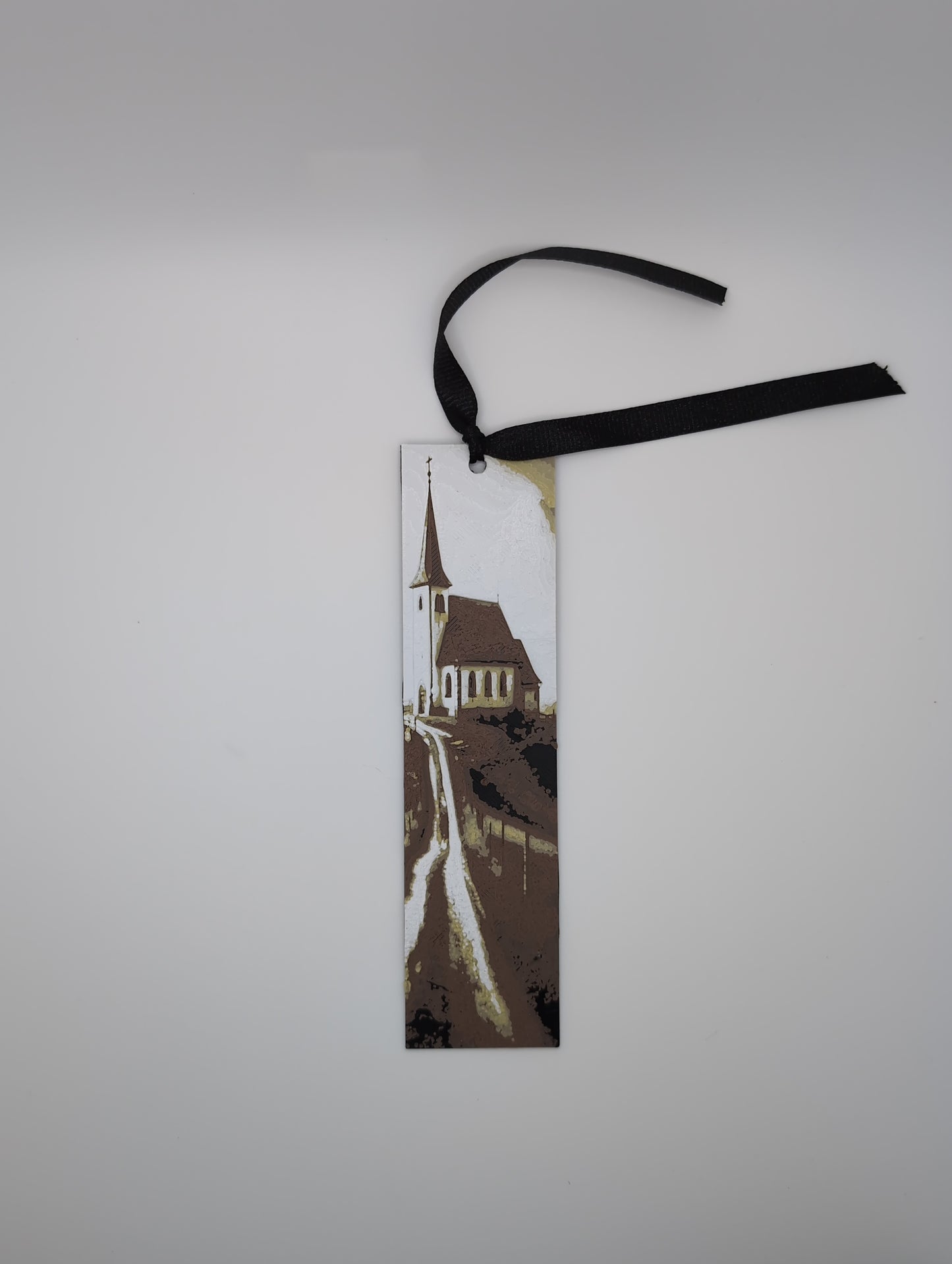 white church bookmark with ribbon