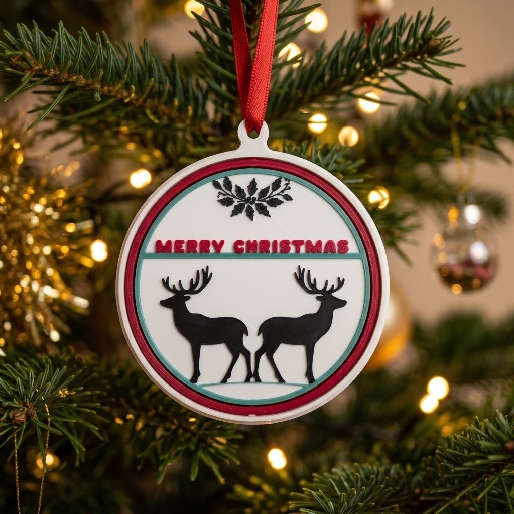 Merry Christmas with deer ornament