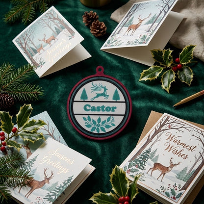 Personalized deer and trees ornament
