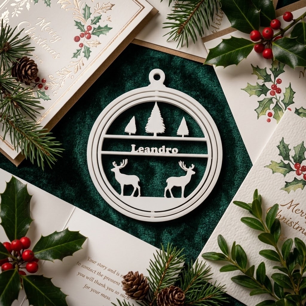 Personalized tree with deer ornament
