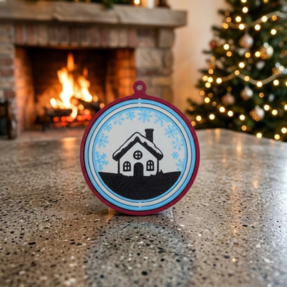 House with snowflakes ornament