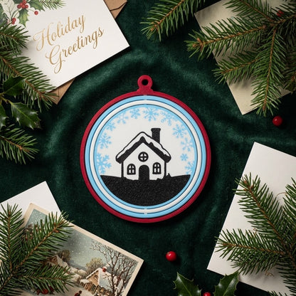 House with snowflakes ornament