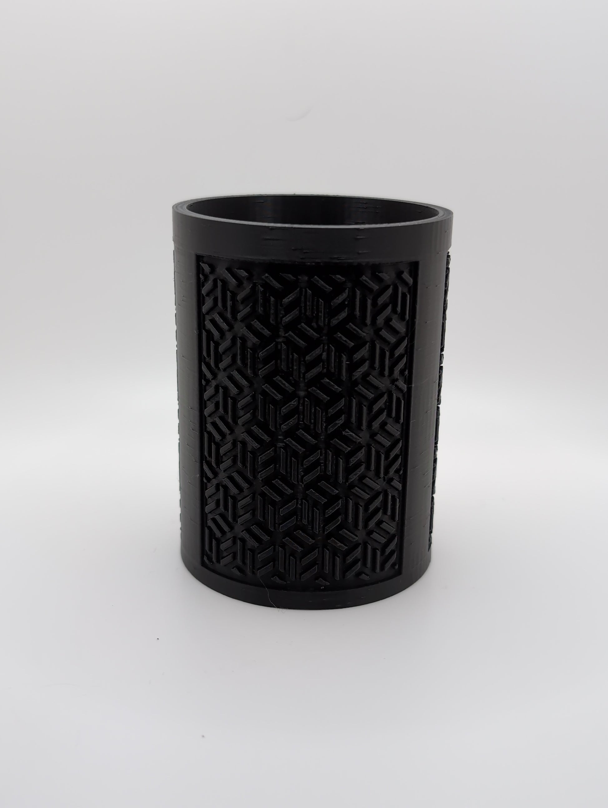 black chinese cube pattern planter