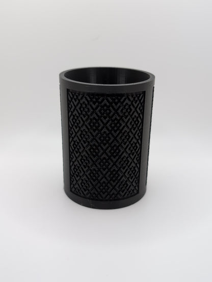black chinese square pattern planter