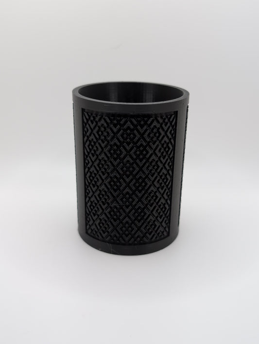 black chinese square pattern planter