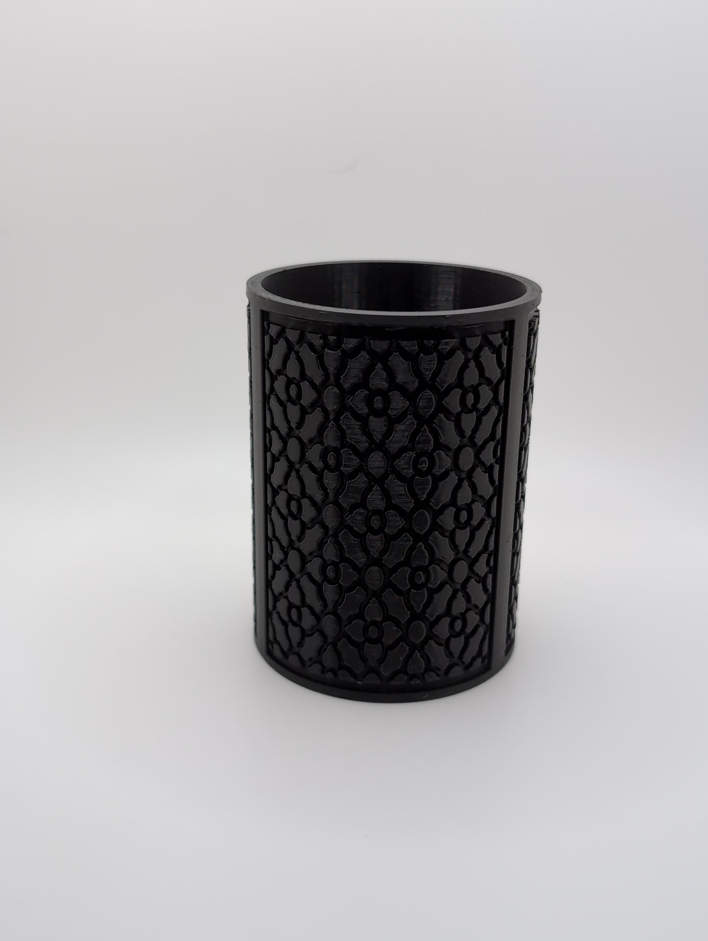black flower pattern planter