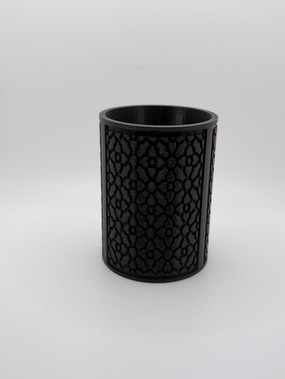 black flower pattern planter