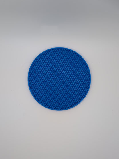3d printed blue crosshatch infill coaster