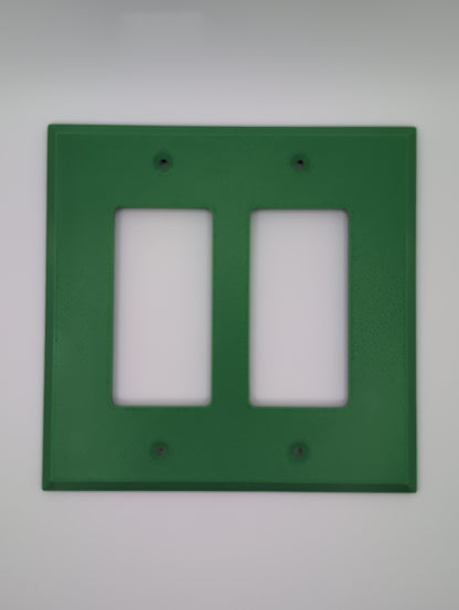 green double light switch cover with maze pattern