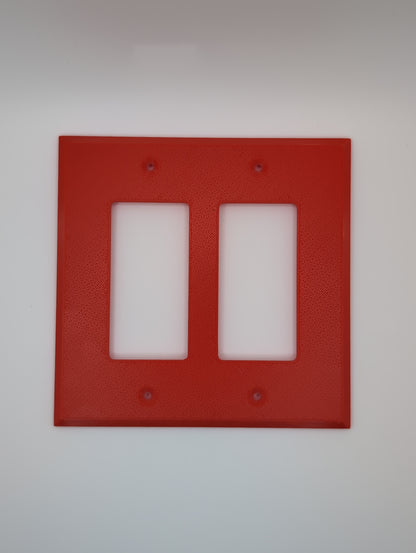 red double light switch cover with maze pattern