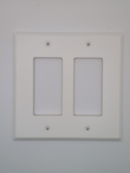white double light switch cover with maze pattern