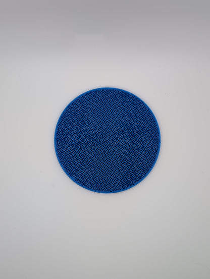 3d printed blue hilbert curve infill coaster