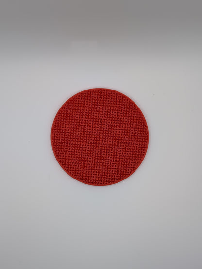 3d printed red hilbert curve infill coaster