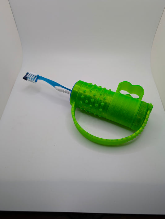 green toothbrush holder