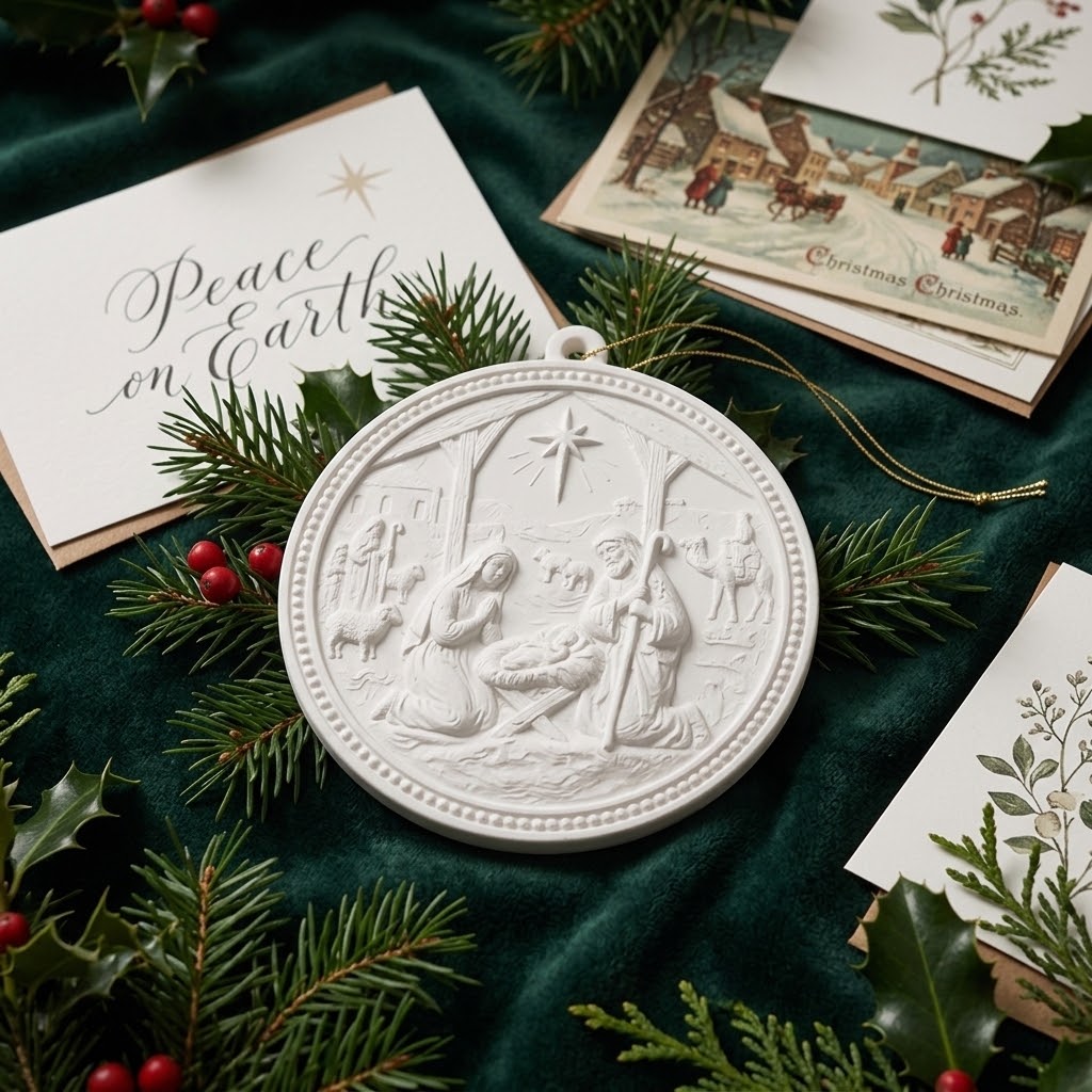 Flat nativity ornament