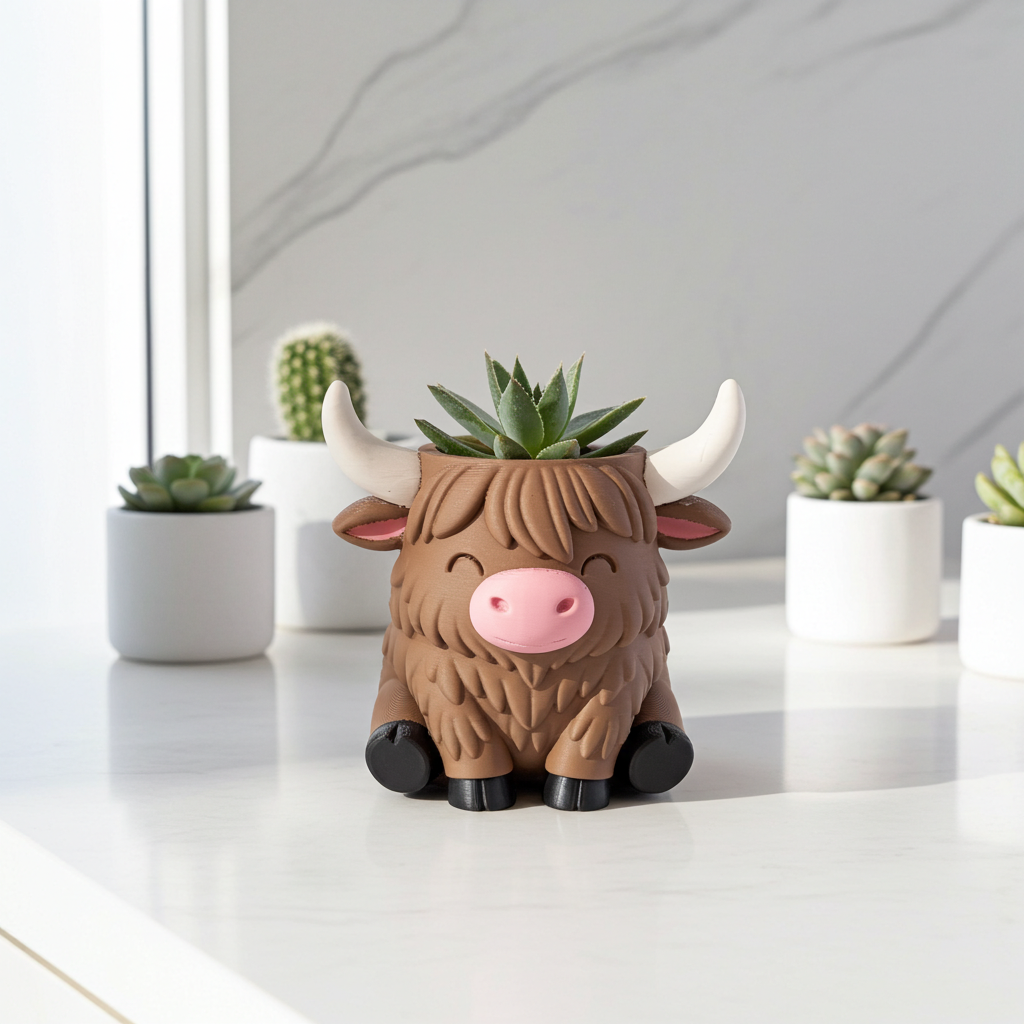 Highland cow planter