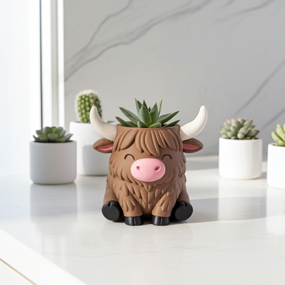 Highland cow planter