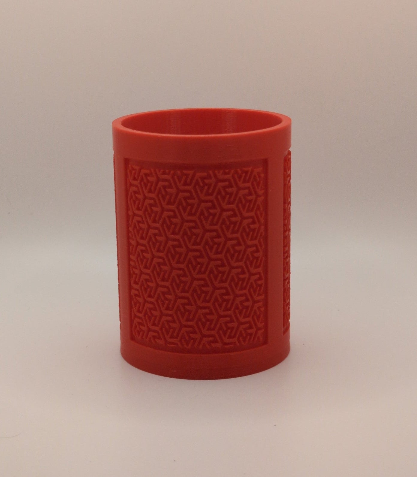 red chinese maze pattern planter