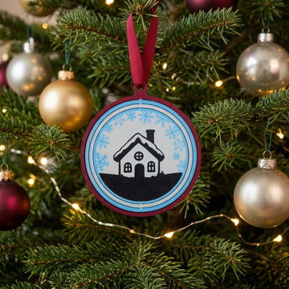 House with snowflakes ornament