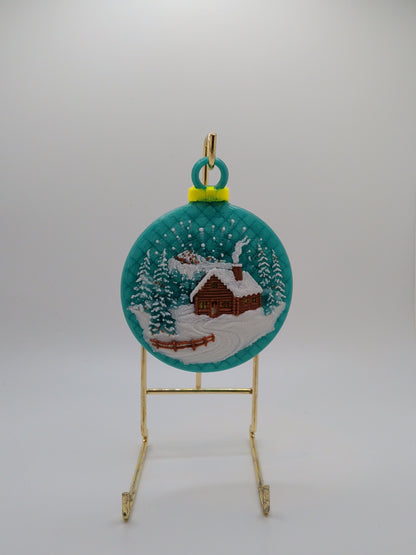 Winter cabin ornament