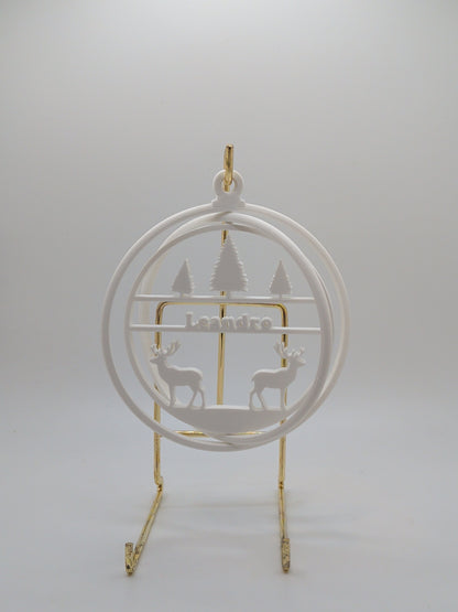 Personalized tree with deer ornament