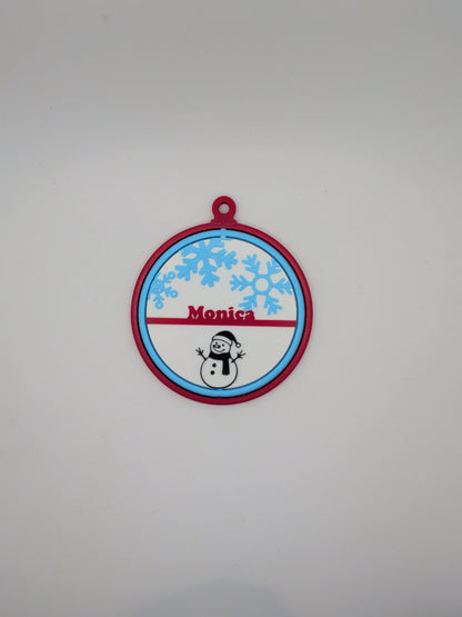 Personalized Snowflakes with snowman ornament
