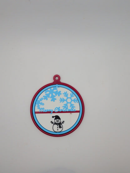 Snowflake and snowman ornament