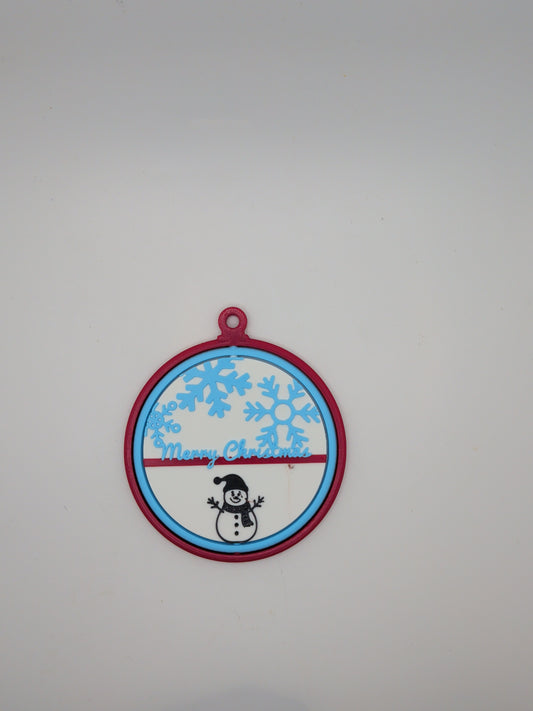 Snowflake and snowman ornament