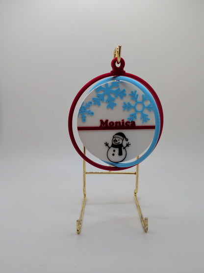 Personalized Snowflakes with snowman ornament