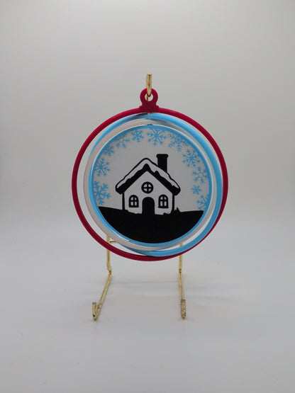 House with snowflakes ornament
