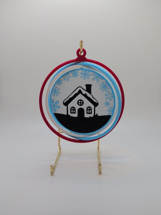 House with snowflakes ornament