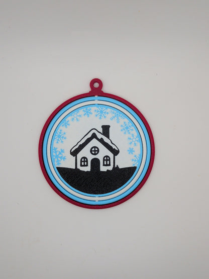 House with snowflakes ornament
