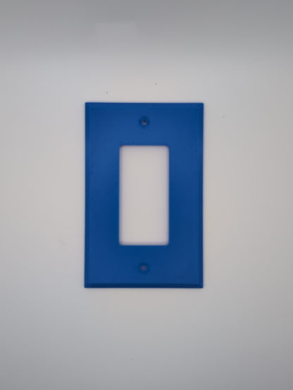 blue single light switch cover with maze pattern