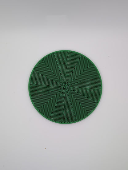 3d printed green star spiral infill coaster