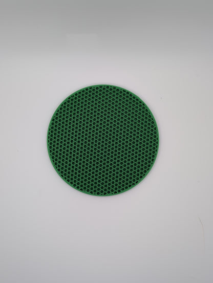 3d printed green tri-hexagon infill coaster
