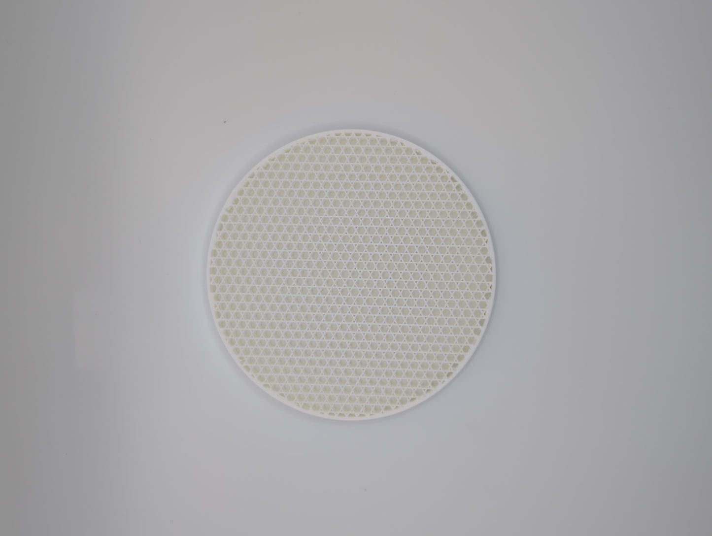 3d printed white tri-hexagon infill coaster