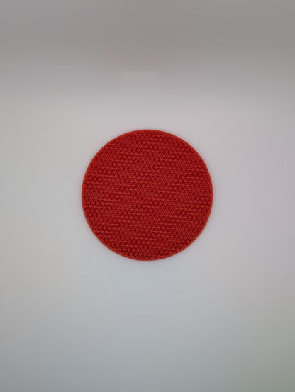 3d printed red triangle infill coaster