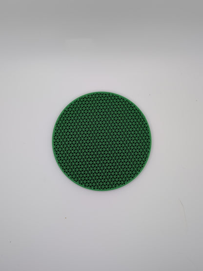 3d printed green triangles infill coaster