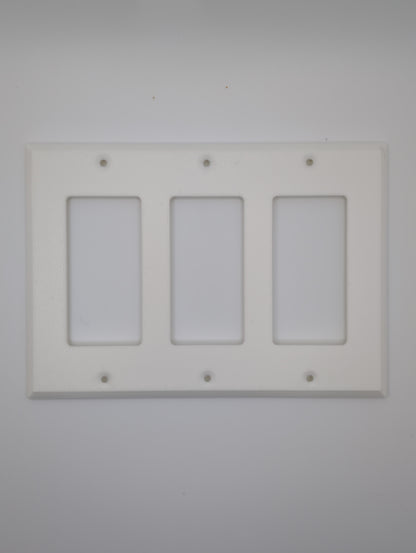 white triple light switch cover with maze pattern