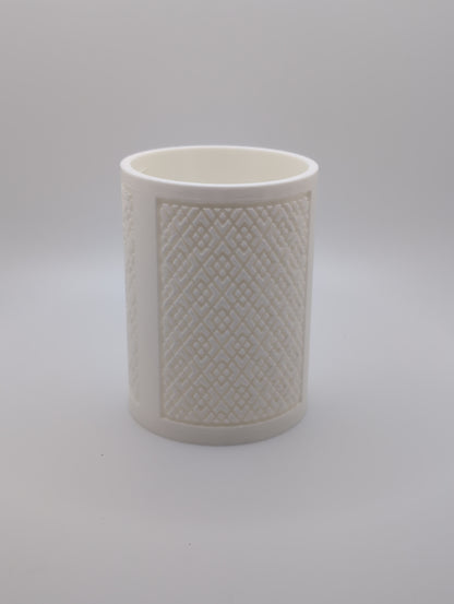 white chinese square pattern planter