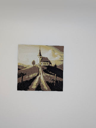 hueforge image of a white church in the country