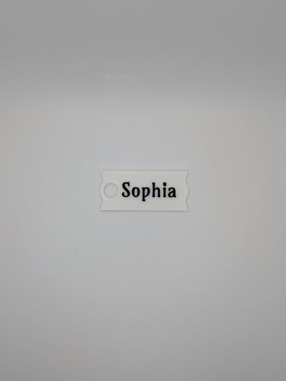 white customizable small name plate 